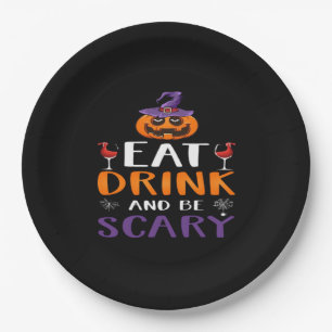 Eat Drink And Be Scary Halloween Party Witch Drink Paper Plates