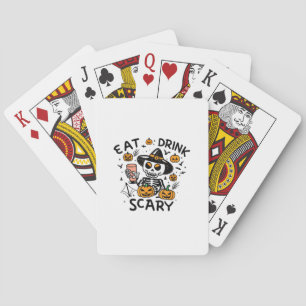 Eat Drink And Be Scary Halloween Pumpkin Miniature Poker Cards
