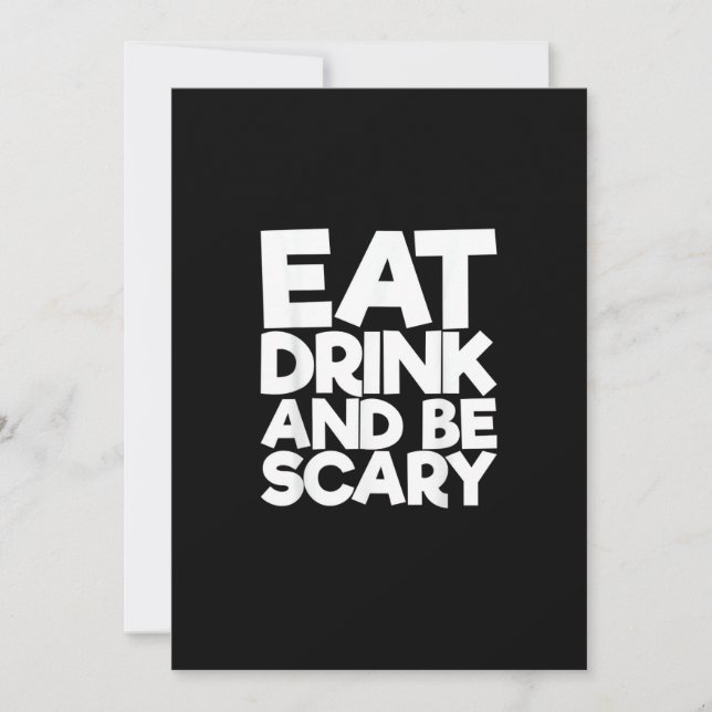 Eat Drink And Be Scary Halloween Retro Classic Holiday Card (Front)