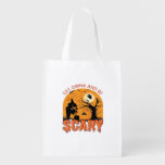 Eat Drink And Be Scary Halloween Scene Vintage Gra Grocery Bag