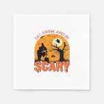 Eat Drink And Be Scary Halloween Scene Vintage Gra Napkins