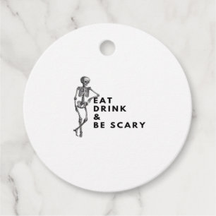 Eat Drink And Be Scary Halloween Skeleton Vintage Favor Tags