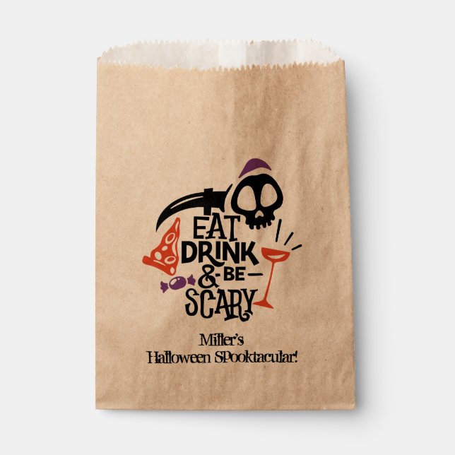 Eat Drink and Be Scary Halloween Treat Favor Bag (Front)