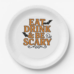 Eat Drink And Be Scary Halloween Vintage Graphic Paper Plates