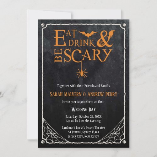 Eat Drink and Be Scary Halloween Wedding Invite