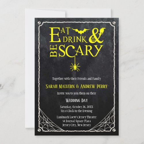 Eat Drink and Be Scary Halloween Wedding Invite