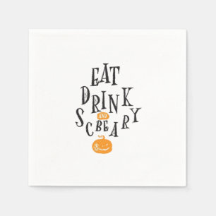 Eat Drink And Be Scary Happy Halloween Vintage Coo Napkins
