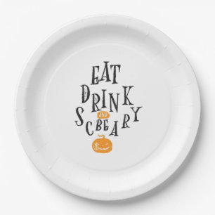 Eat Drink And Be Scary Happy Halloween Vintage Coo Paper Plates