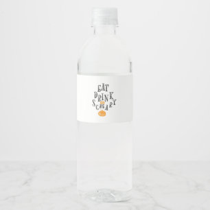 Eat Drink And Be Scary Happy Halloween Vintage Coo Water Bottle Label