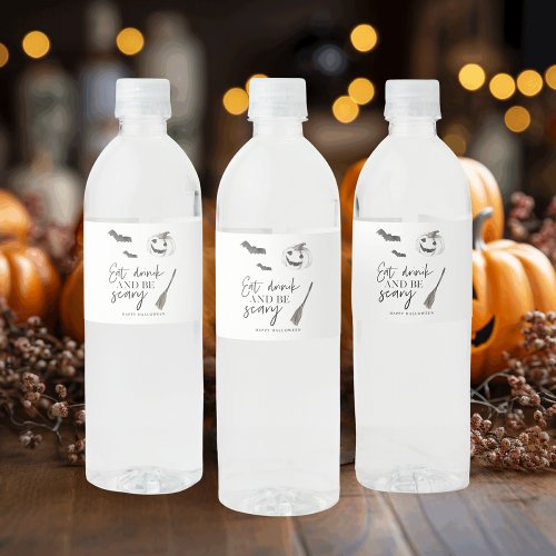 Eat Drink And Be Scary  Happy Halloween Water Bottle Label