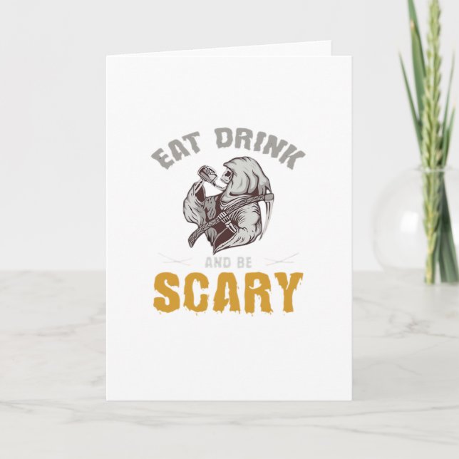 Eat Drink And Be Scary Reaper Minimal Clean Card (Front)