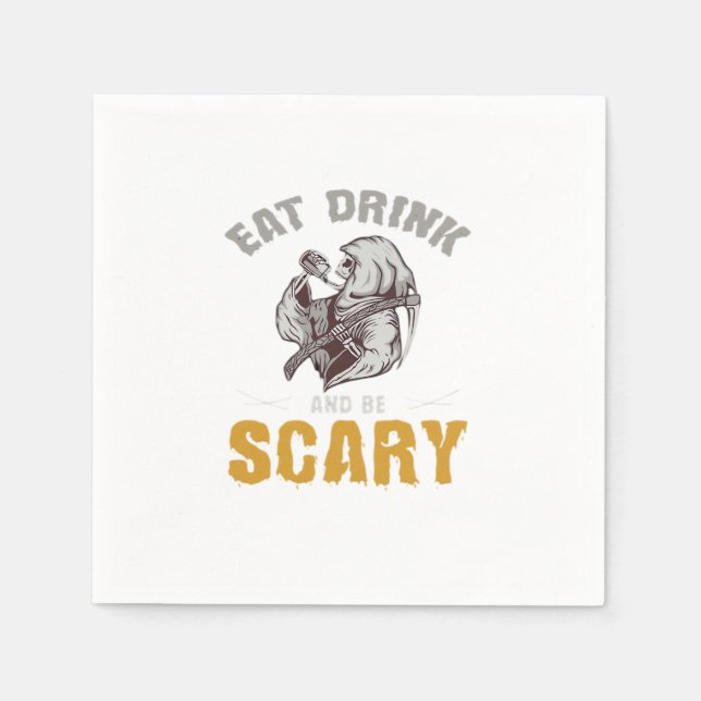 Eat Drink And Be Scary Reaper Minimal Clean Napkins (Front)