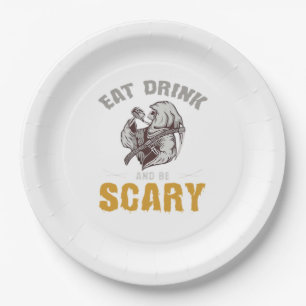 Eat Drink And Be Scary Reaper Minimal Clean Paper Plates