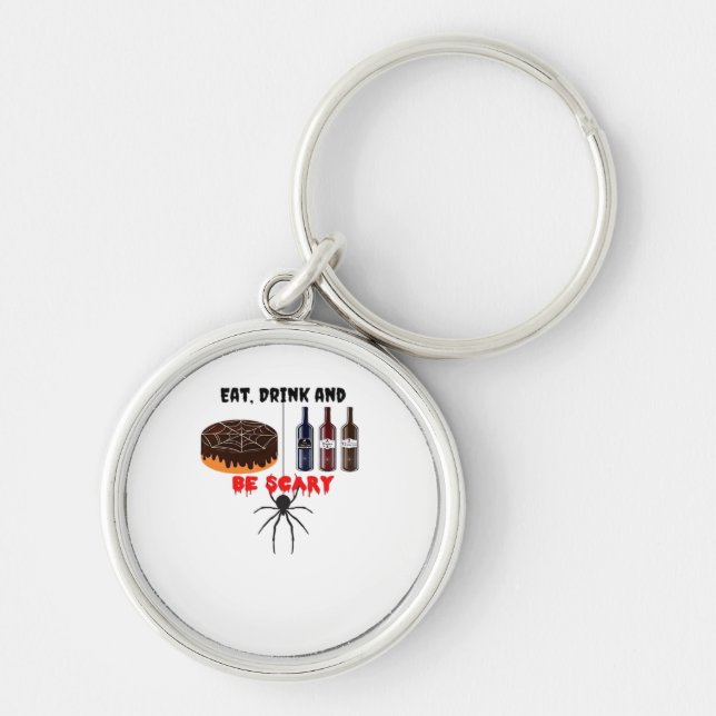 Eat Drink And Be Scary Retro Classic Keychain (Front)