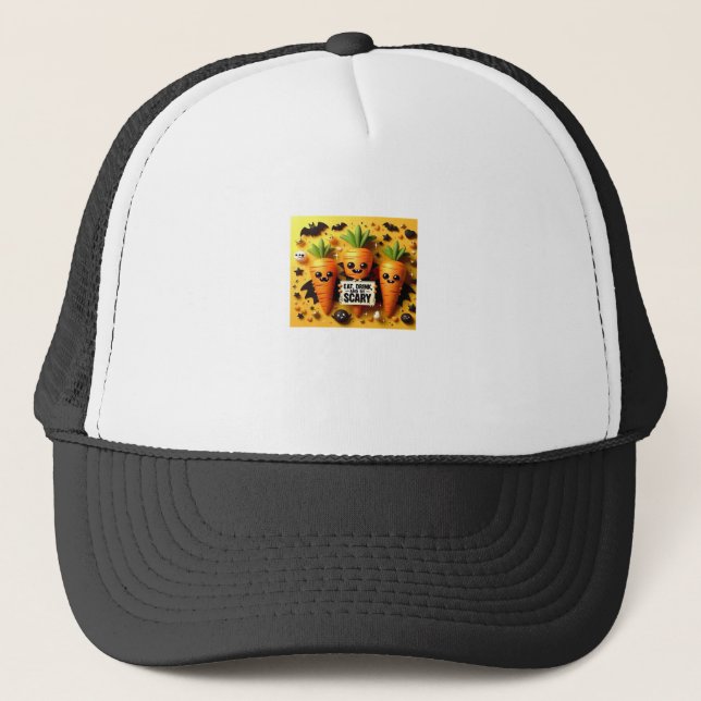 Eat Drink And Be Scary Retro Classic Trucker Hat (Front)