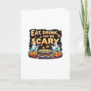 Eat Drink And Be Scary Spooky Bakery Halloween Coo Card