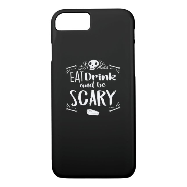 Eat Drink And Be Scary Spooky Halloween Skull Case-Mate iPhone Case (Back)