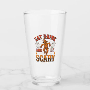 Eat Drink And Be Scary Vintage Halloween Shirt Des Glass