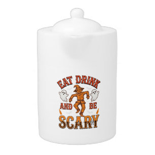 Eat Drink And Be Scary Vintage Halloween Shirt Des Teapot