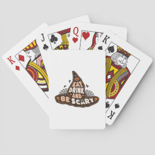 Eat Drink And Be Scary Witch Hat Aesthetic Casual Poker Cards