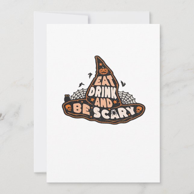 Eat Drink And Be Scary Witch Only Halloween Gift F Holiday Card (Front)