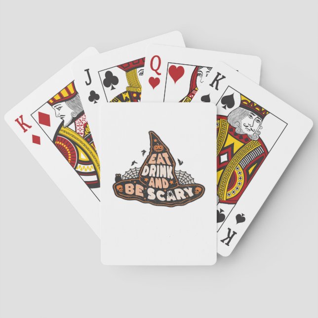 Eat Drink And Be Scary Witch Only Halloween Gift F Poker Cards (Back)