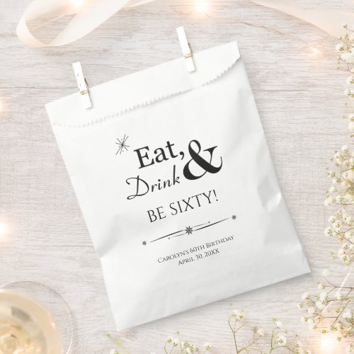 Eat Drink and Be Sixty Funky Retro 60th Birthday Favor Bag