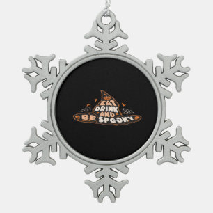 Eat Drink And Be Spooky Essential Vintage Style Snowflake Pewter Christmas Ornament