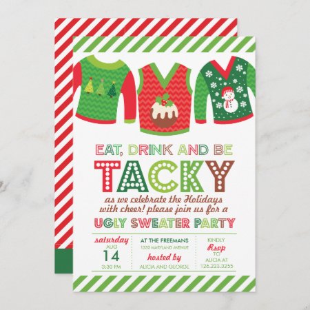 Eat Drink And Be Tacky Ugly Sweater Party Invitation