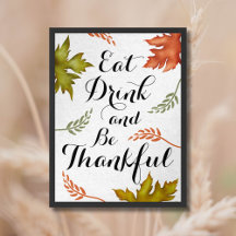Eat Drink And Be Thankful Fall Thanksgiving Wall