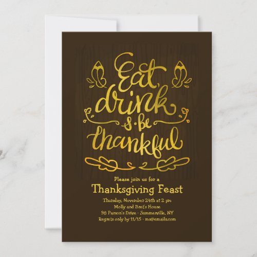 Eat Drink and be Thankful Invitation