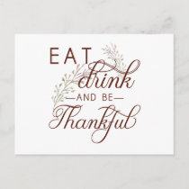 eat drink and be thankful postcard