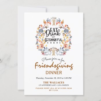 Eat Drink And Be Thankful Rustic Fall Invitation by CreativeMastermind at Zazzle