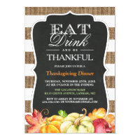 Eat Drink and Be Thankful | Rustic Thanksgiving Invitation