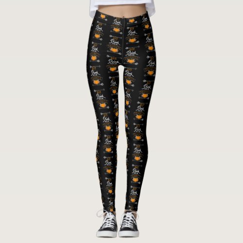 Eat Drink and Be Thankful Thanksgiving Fall Leggings