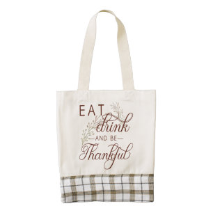 eat drink and be thankful zazzle HEART tote bag