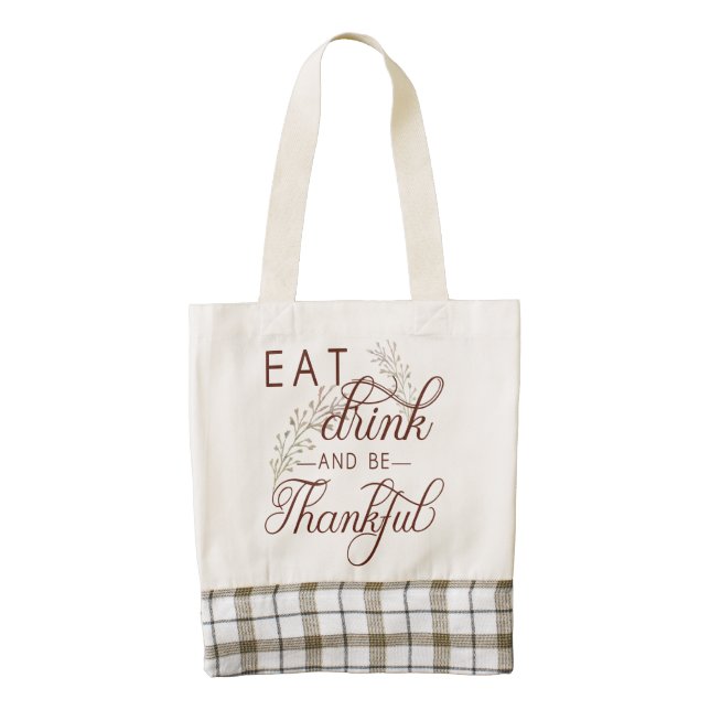eat drink and be thankful zazzle HEART tote bag (Front)