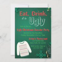 Eat Drink and be Ugly Christmas Party Invitation