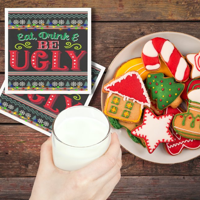 Eat Drink and Be Ugly Christmas Sweater Napkins (Creator Uploaded)