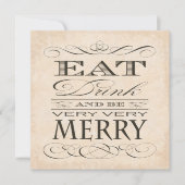 Eat Drink and Be Very Very Merry Anniversary Invitation (Front)