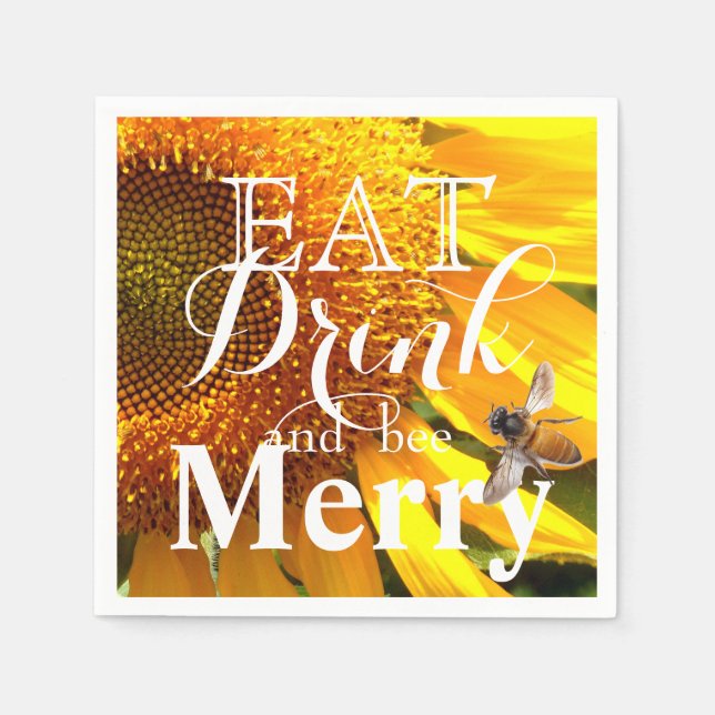 Eat Drink and bee Merry Paper Napkins (Front)