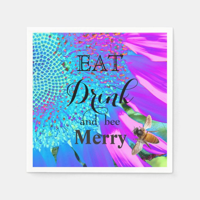 Eat Drink and bee Merry Paper Napkins (Front)