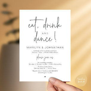 Eat, Drink and Dance, Modern Wedding Reception Invitation