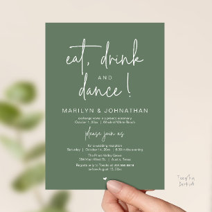 Eat, Drink and Dance, Modern Wedding Reception Invitation