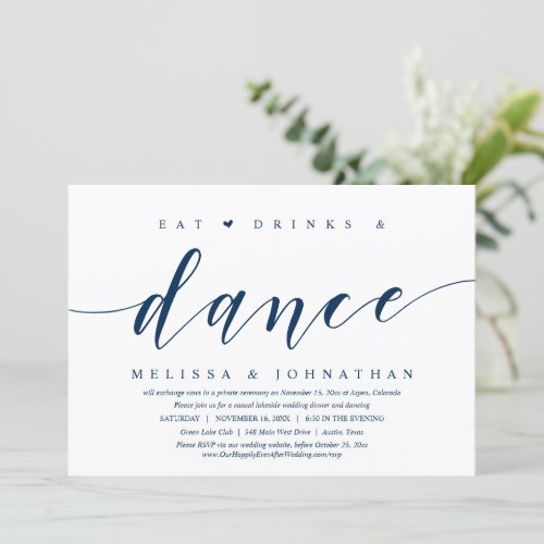 Eat Drink and Dance Wedding Elopement Party Invi Invitation