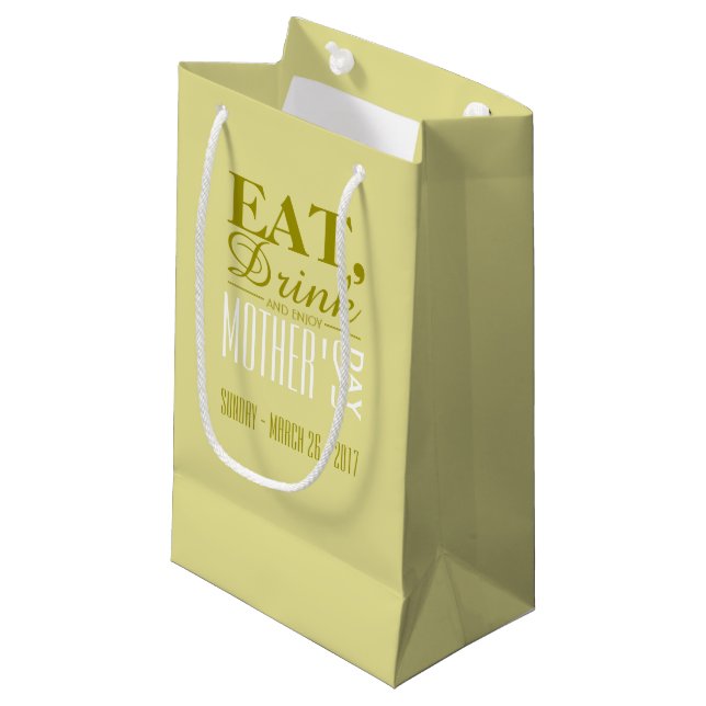 Eat, Drink and Enjoy Mother's Day Small Gift Bag (Front Angled)
