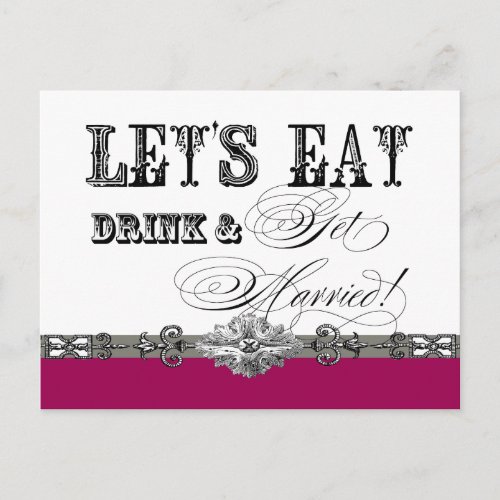 Eat Drink and Get Married Save the Date Postcards