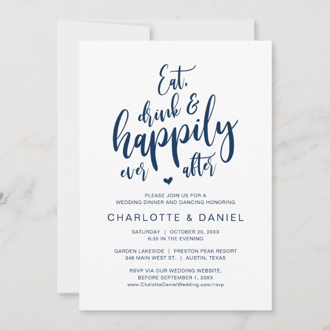 Eat, Drink and Happily Ever After, Wedding Dinner Invitation (Front)