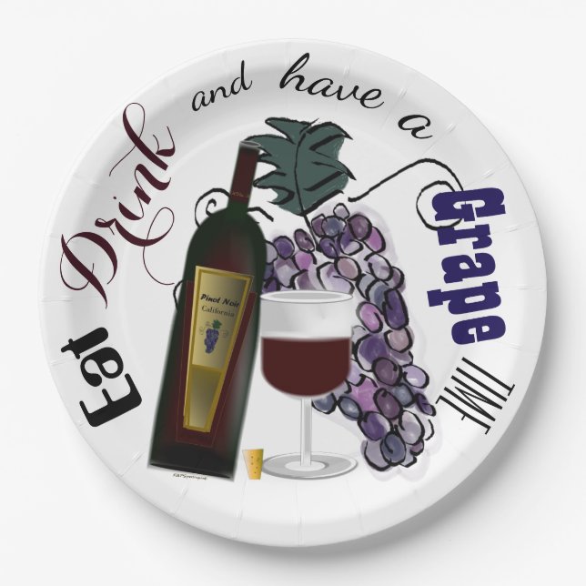 Eat Drink and Have a Grape Time Paper Plates (Front)