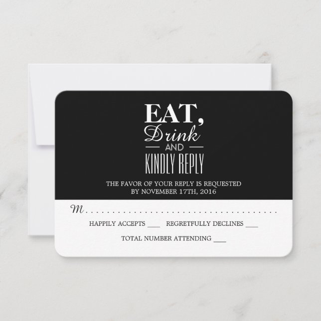 Eat, Drink and Kindly Reply Wedding RSVP (Front)